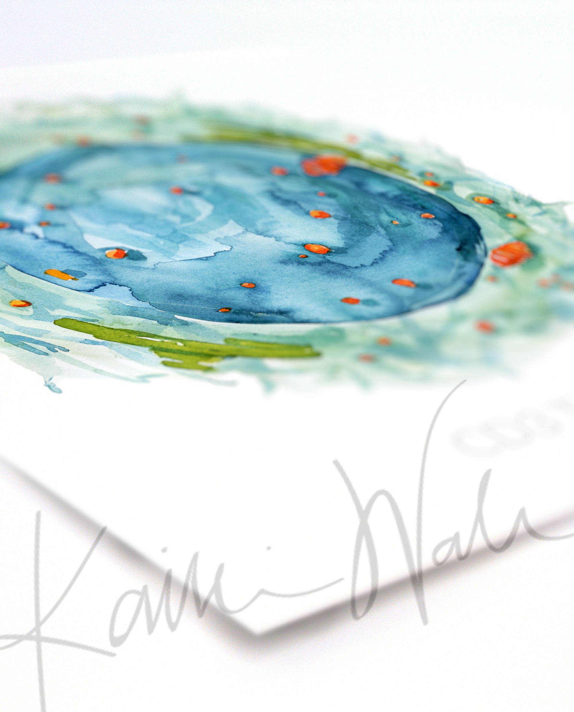Angled view of a watercolor painting of cd3 t cell.