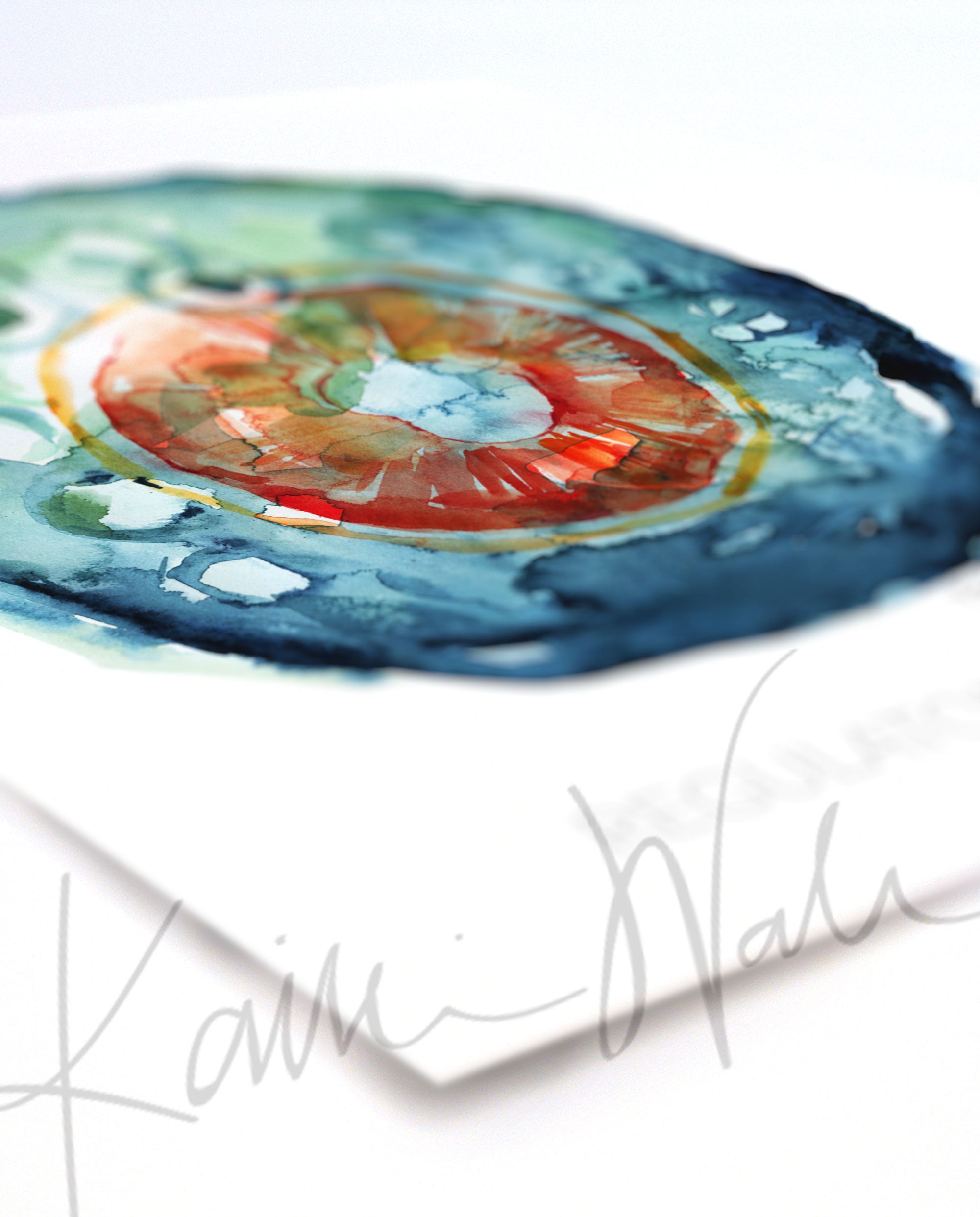 Angled view of a watercolor painting of a regulatory T cell.