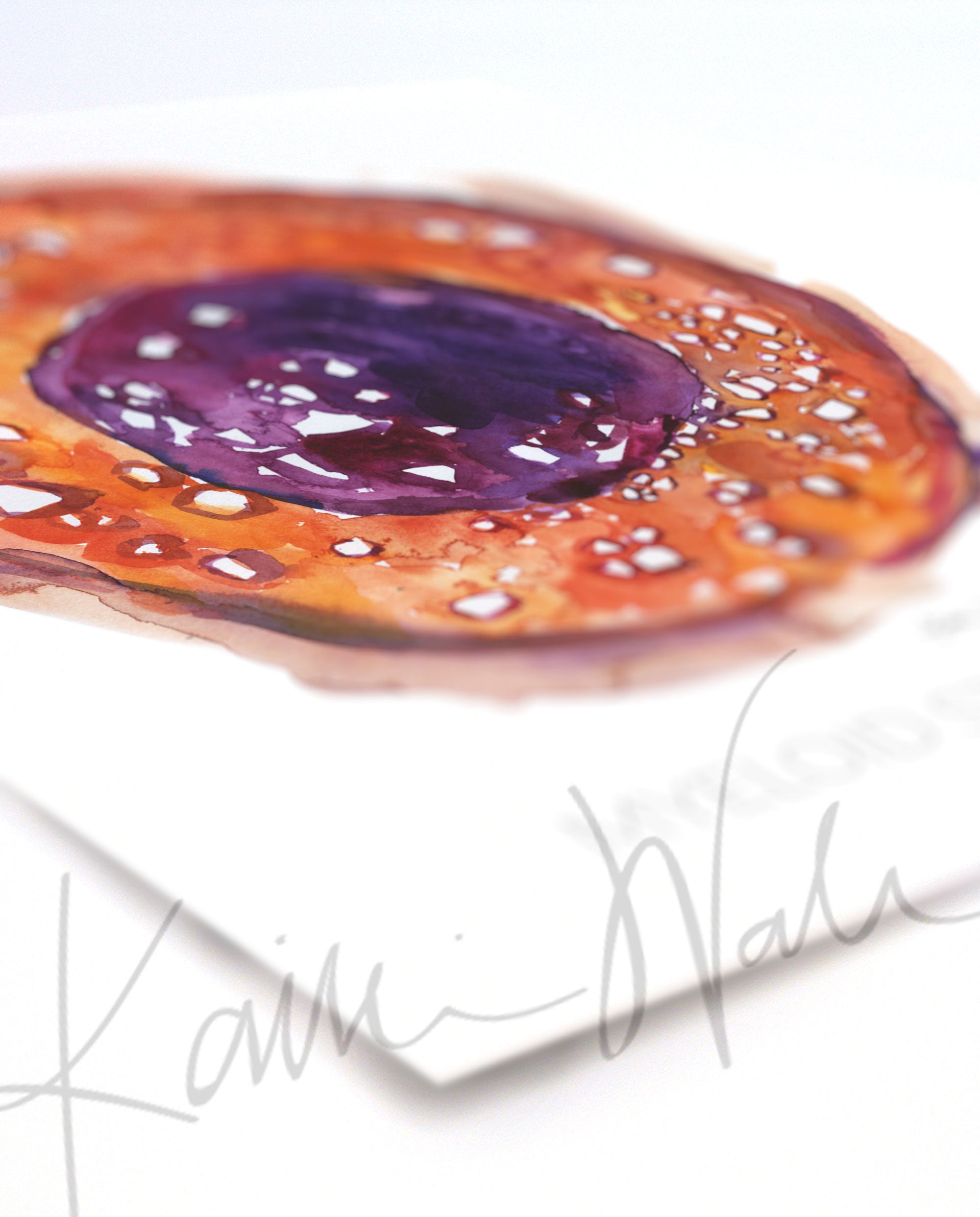 Angled view of a watercolor painting of Myeloid Stem Cell.