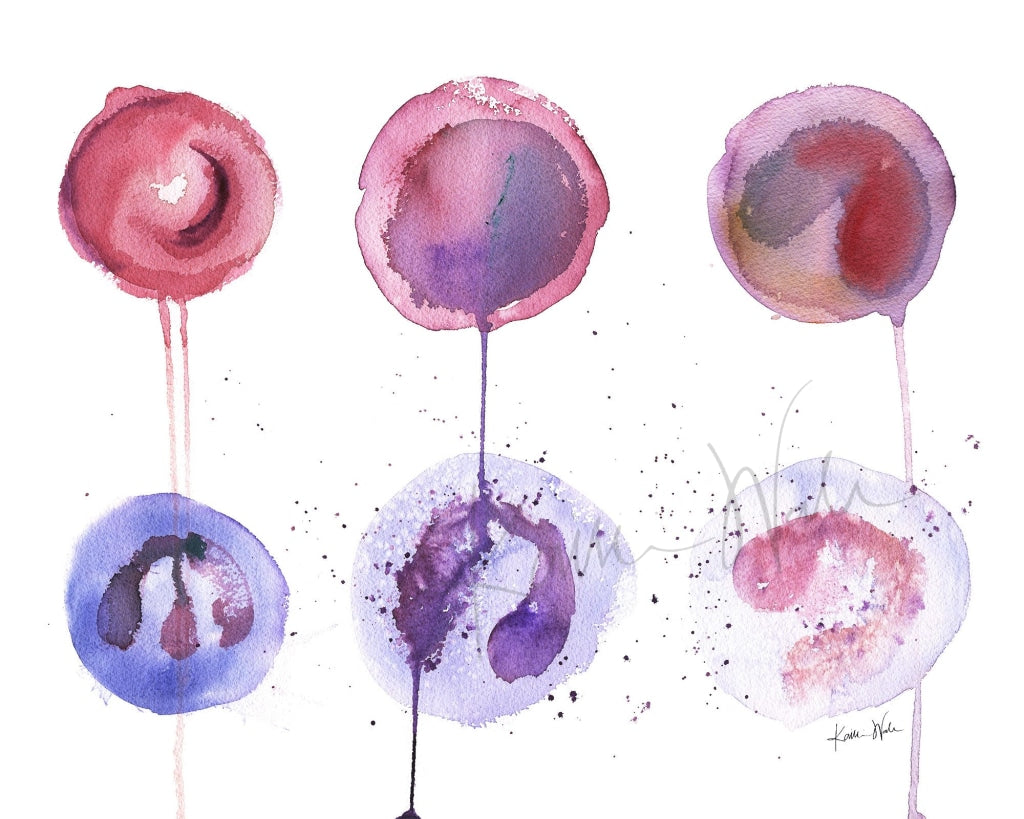 6 Blood Cells Watercolor Print