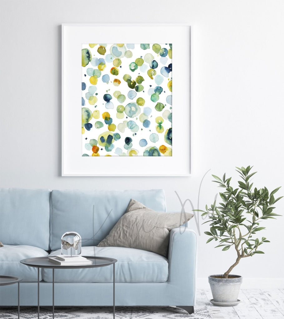 Blood Cells In Green Watercolor Print