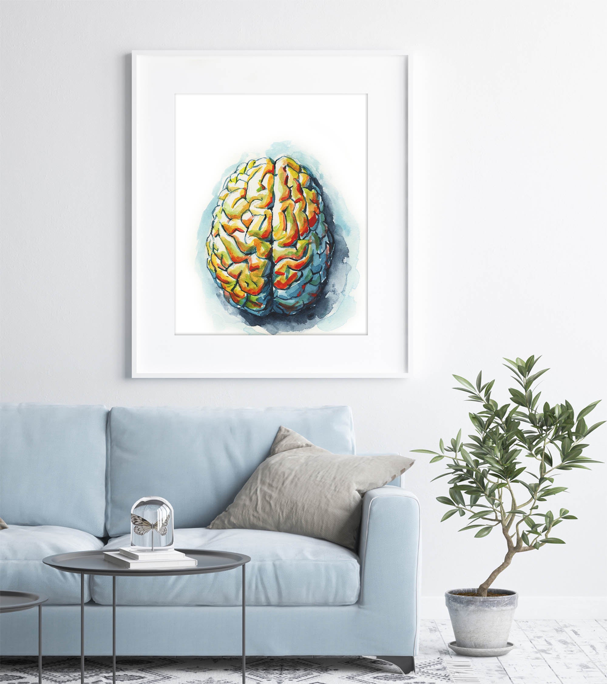 Superior Brain Watercolor Print