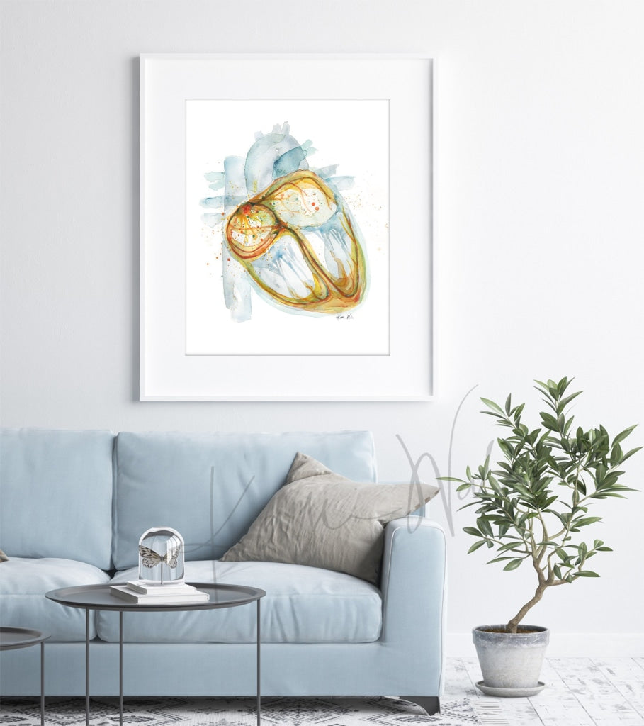 Electric Pathways Heart Watercolor Print