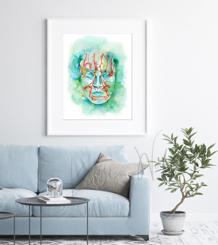 Facial Vasculature Watercolor Print