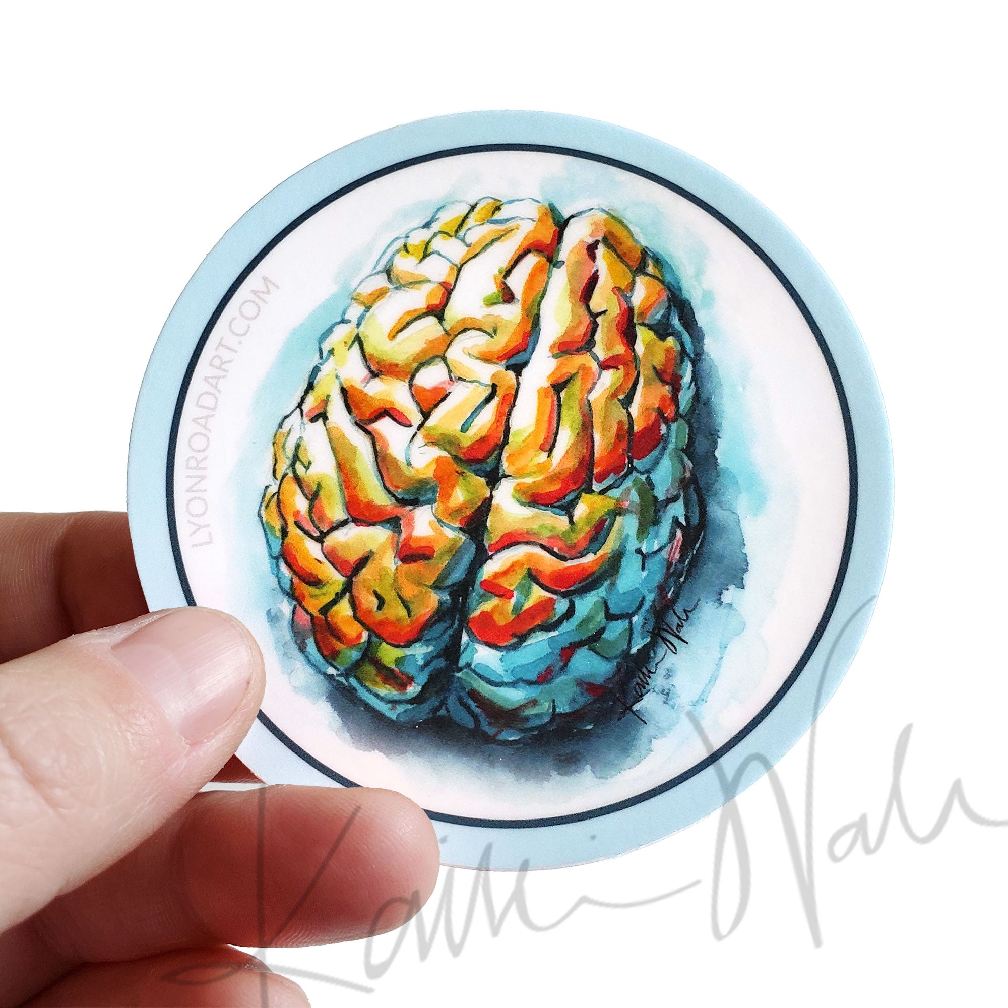 Set of 3 Superior Brain Watercolor Art Stickers