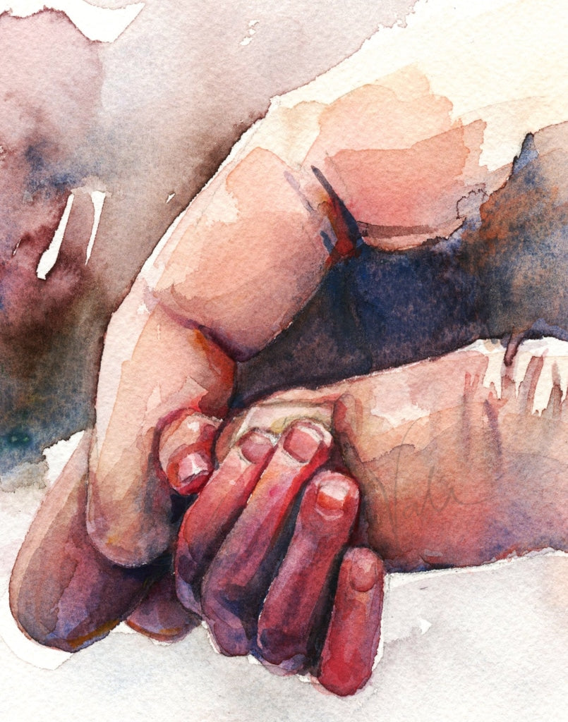 Finger Holding Watercolor Print