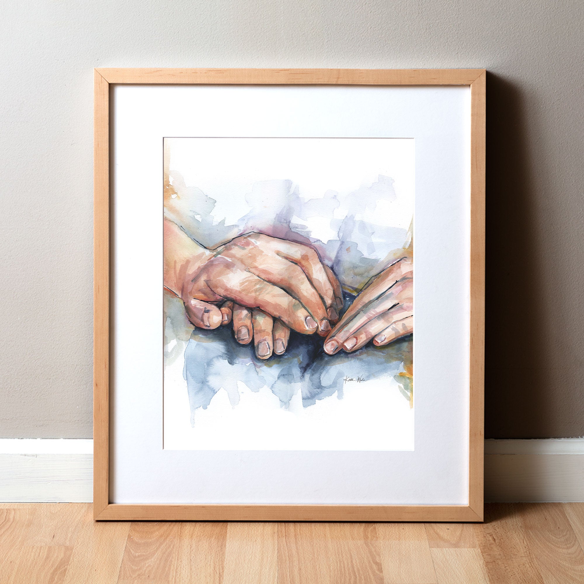 Holding Hands Watercolor Print