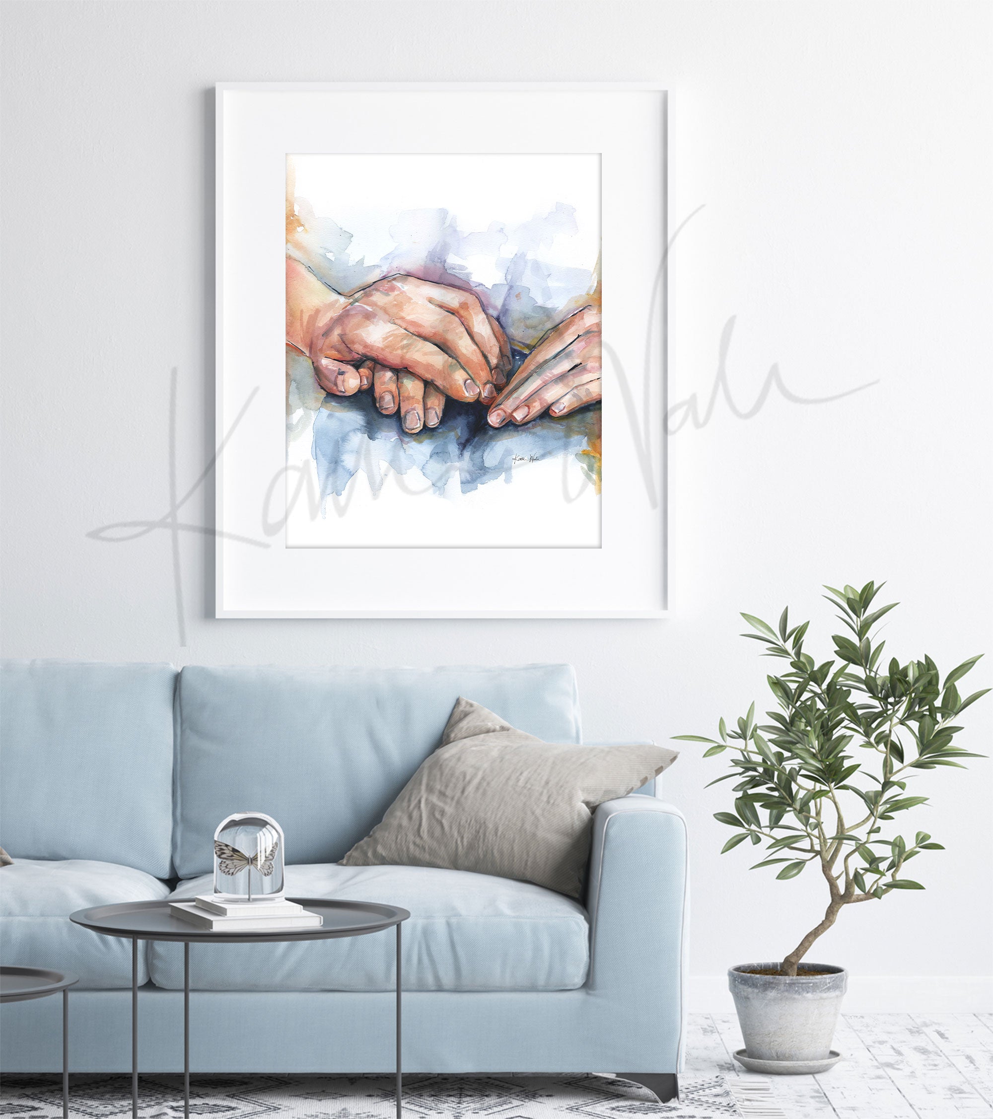 Holding Hands Watercolor Print