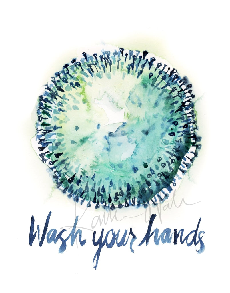 Wash Your Hands Coronavirus Poster Watercolor Print