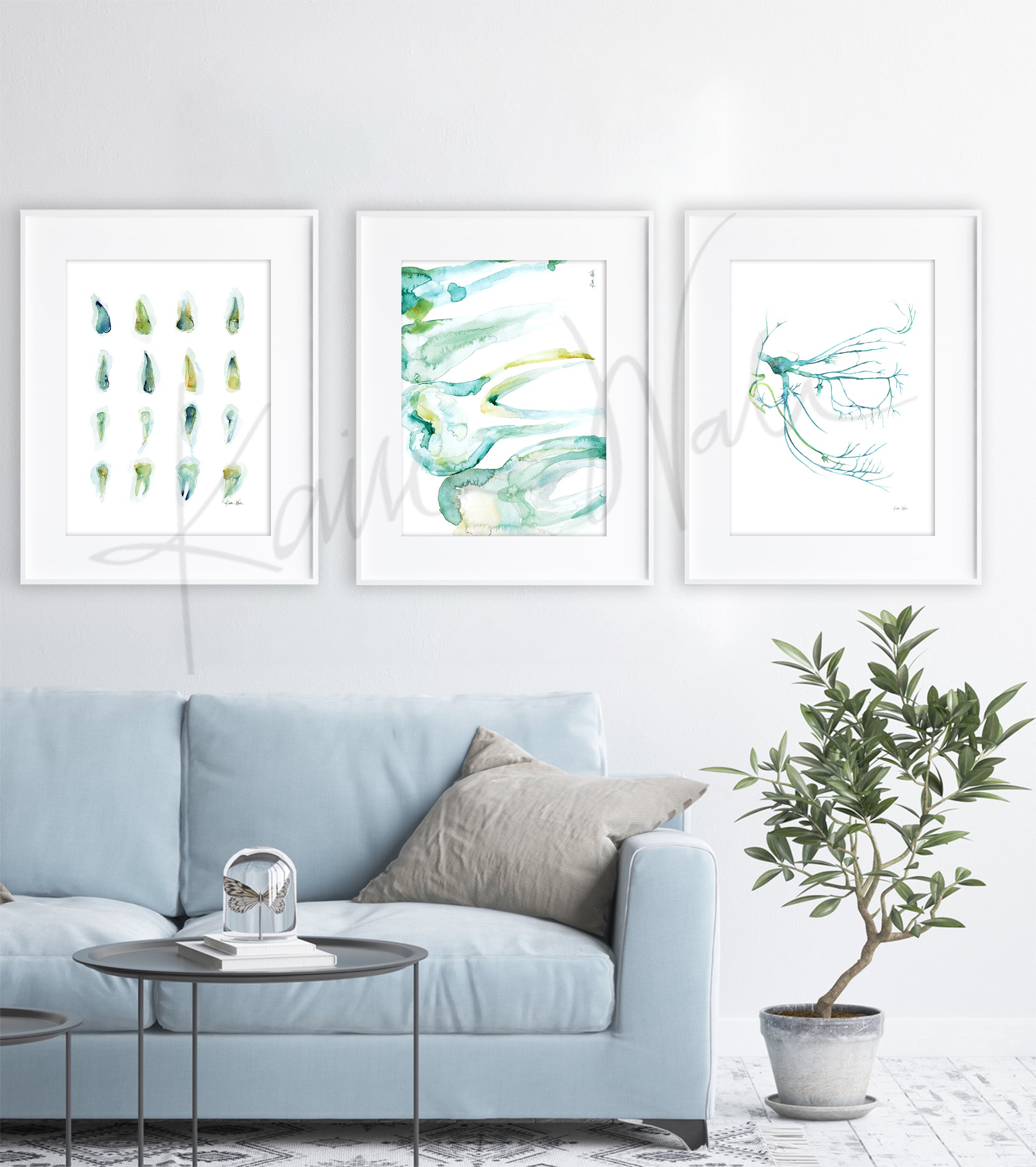 Sea Green Dental Watercolor Print Set