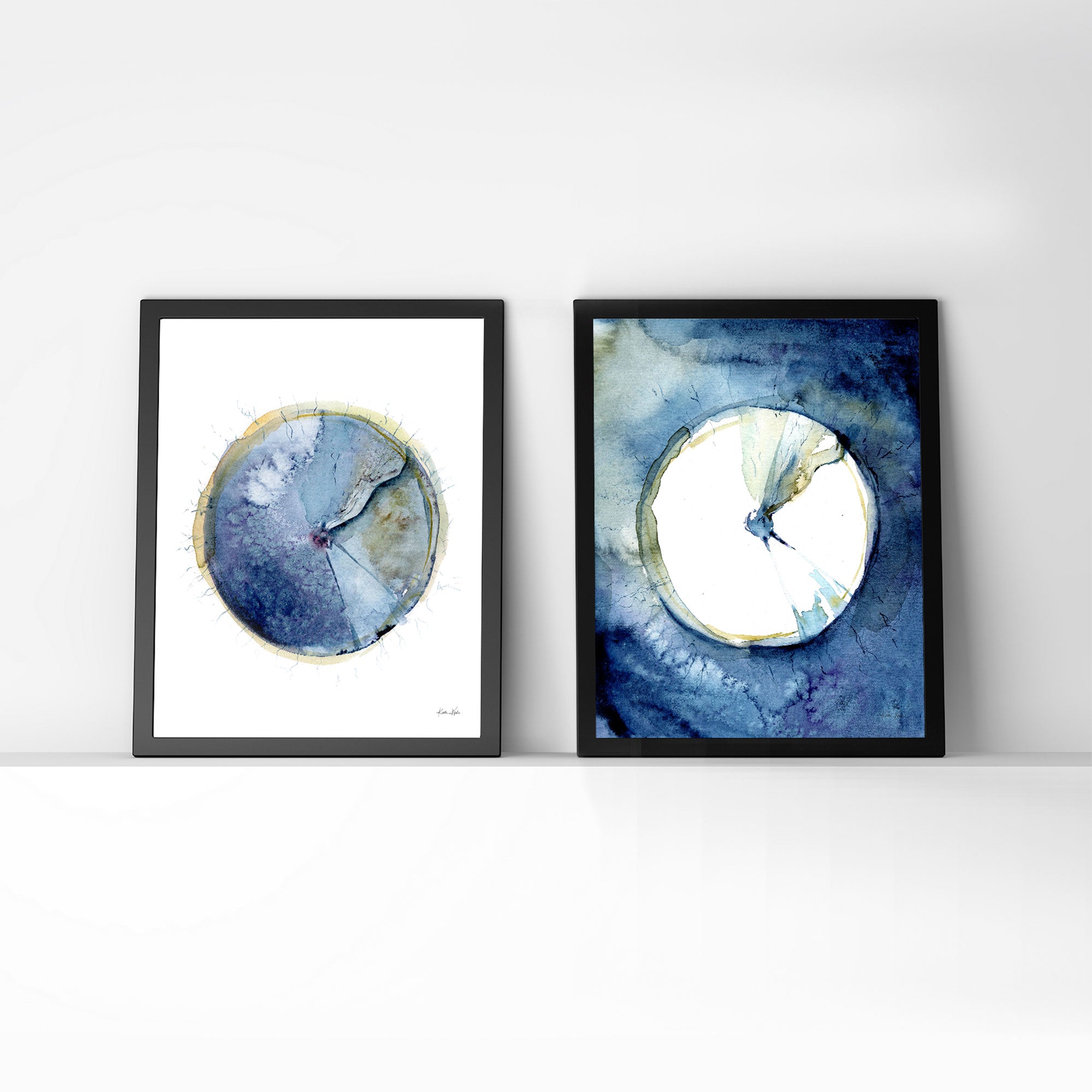 Framed watercolor painting set of eardrums.