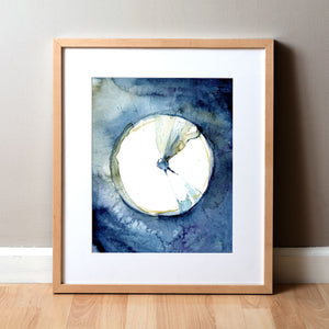 Framed watercolor painting of an eardrum.