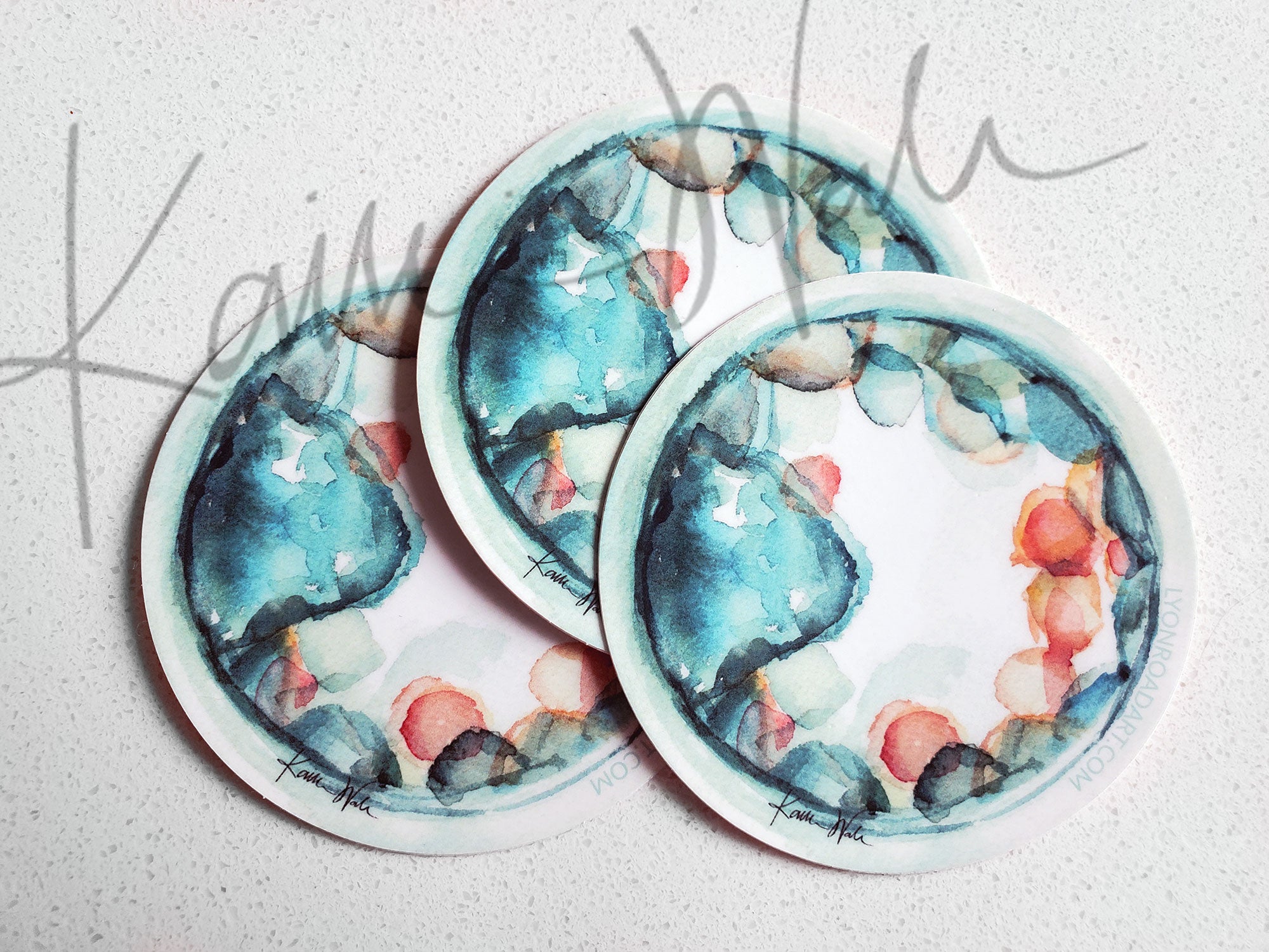 Set of 3 Embryo Watercolor Art Stickers