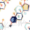 Zoomed in view of a watercolor poster of the molecular structure of reproductive hormones.