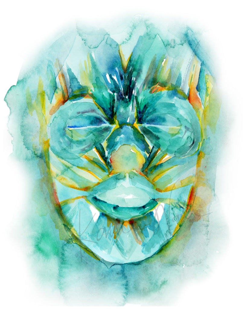 Facial Muscles Watercolor Print