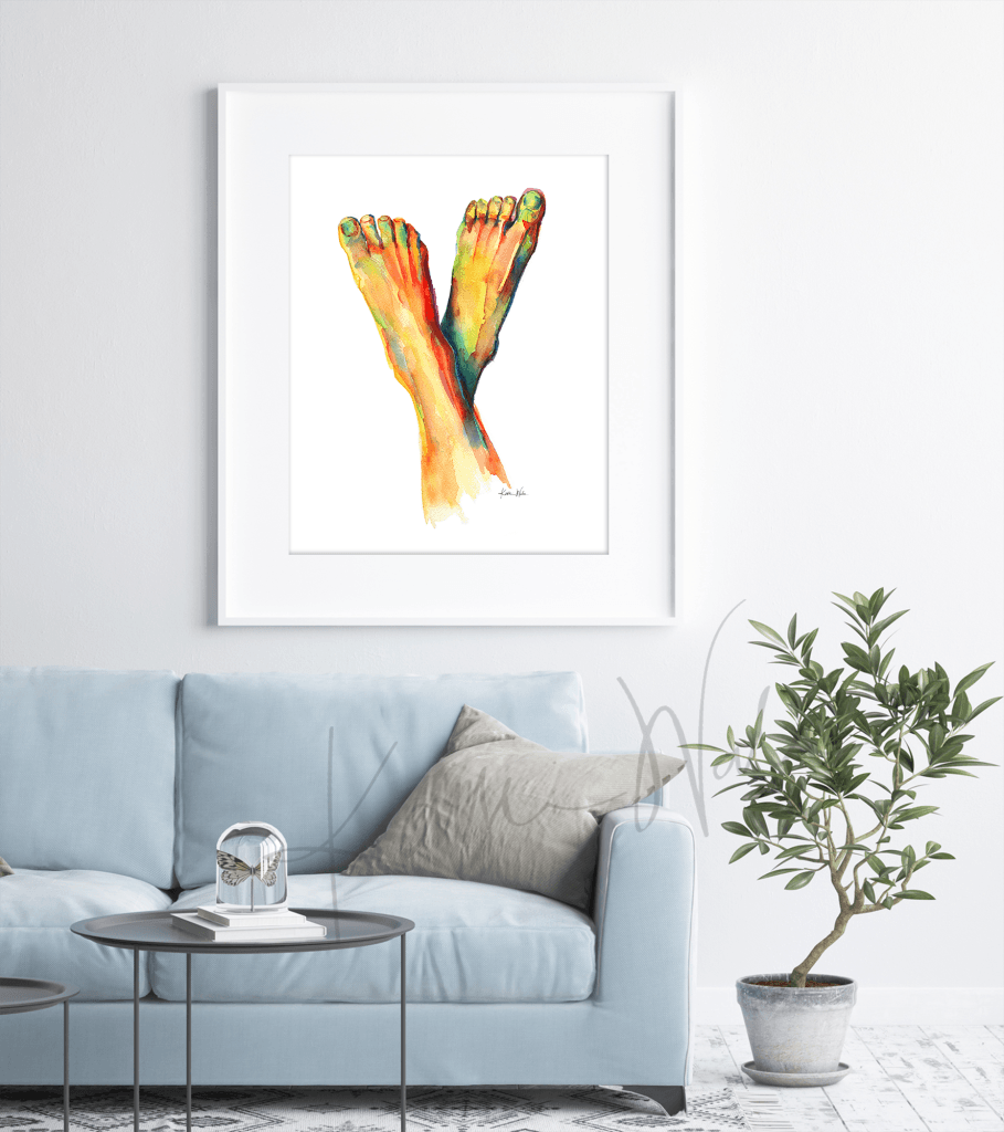 Bright Foot Print Watercolor