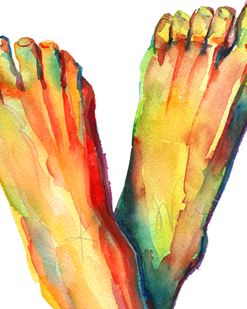 Bright Foot Print Watercolor