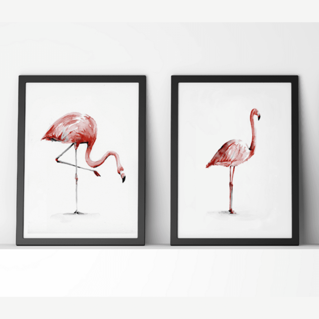 Flamingo Print Set Watercolor