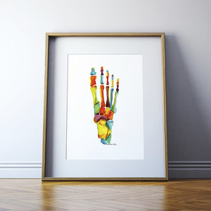 Bright Bones Of The Foot Print Watercolor