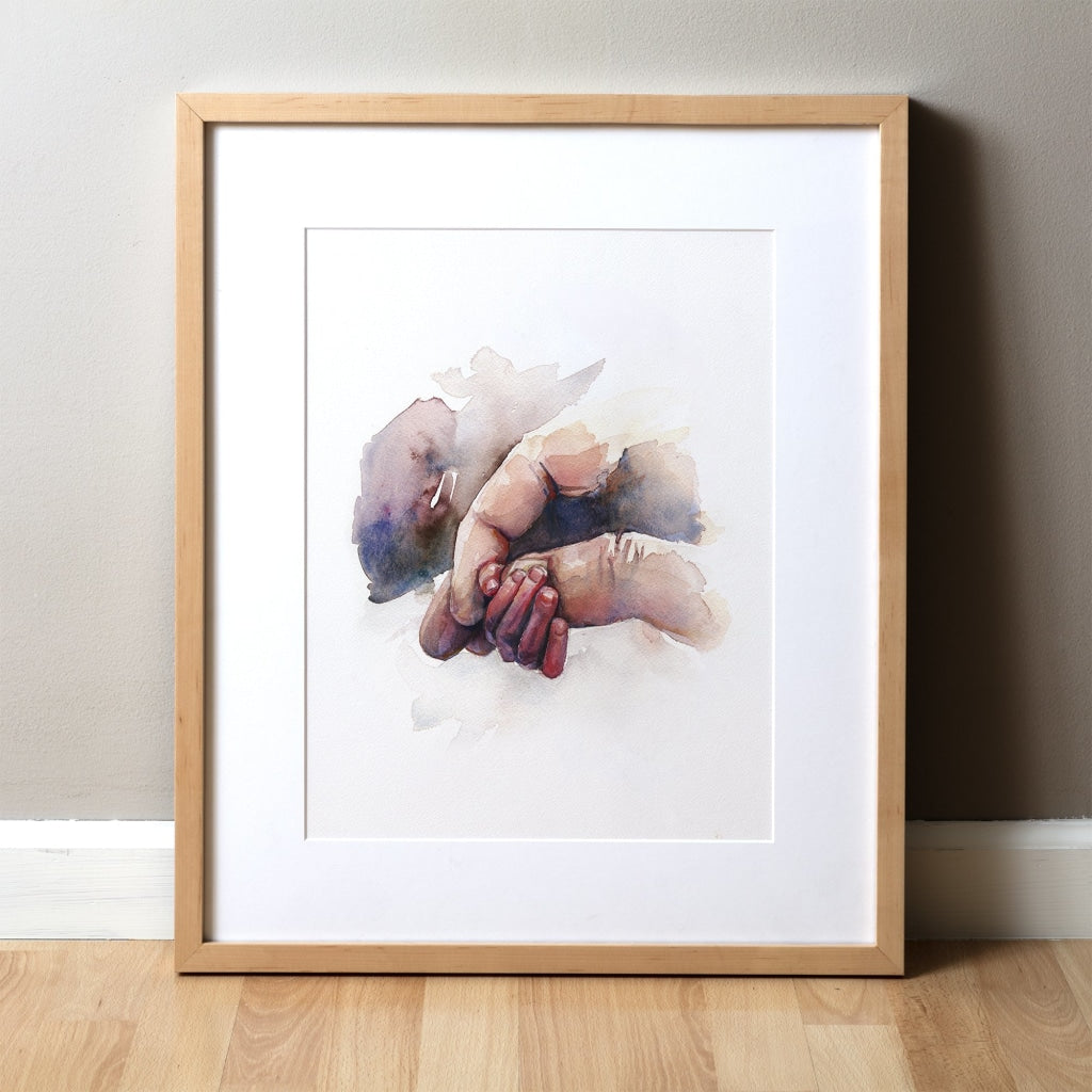 Finger Holding Watercolor Print