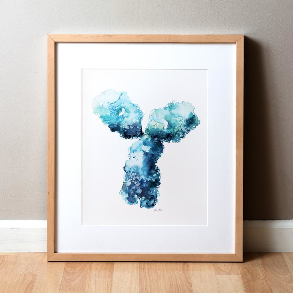 Blue Antibody Watercolor Print
