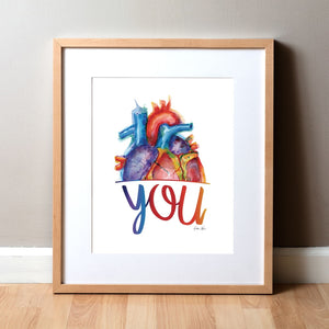 I Heart You | Watercolor Print
