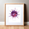 Framed watercolor painting of a platelet.