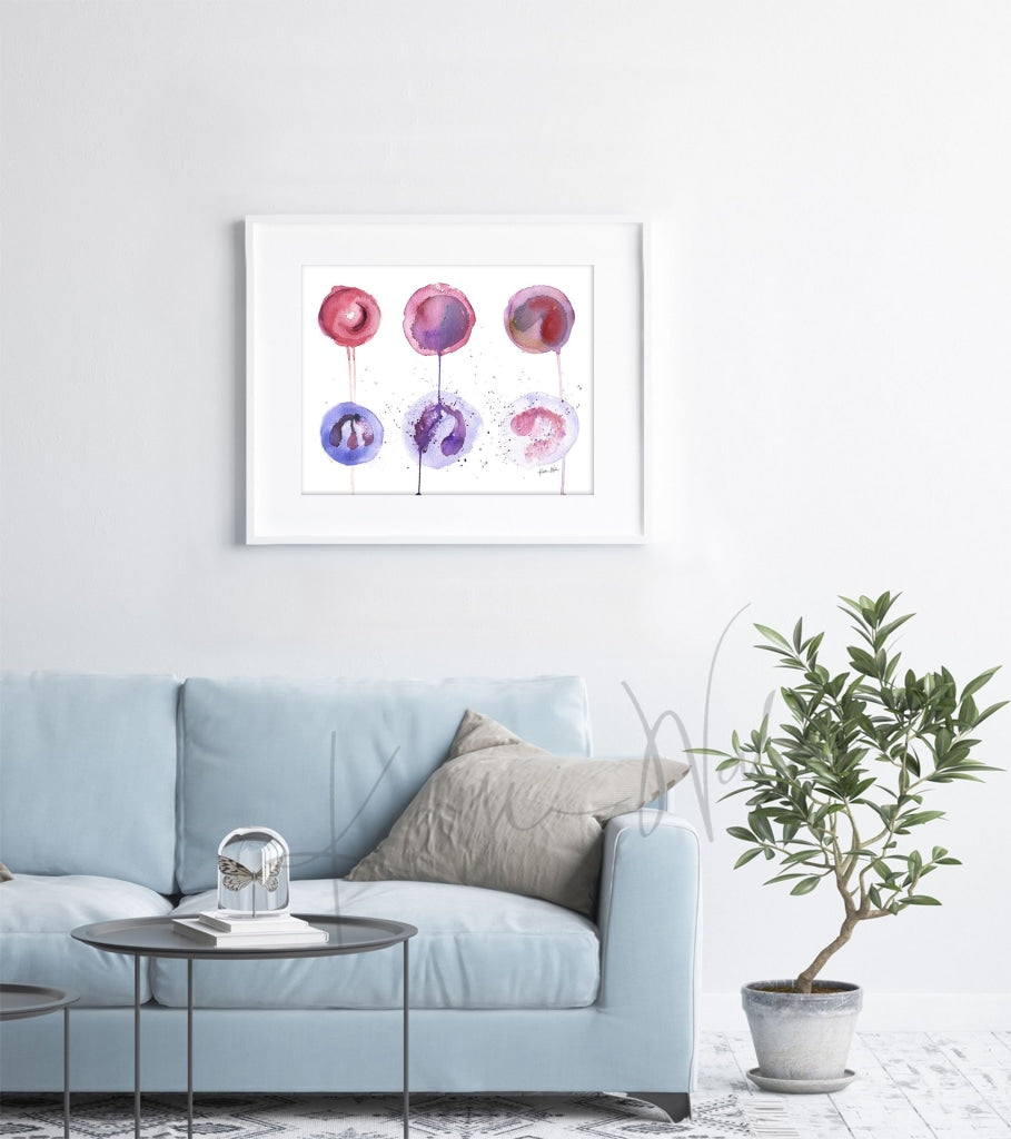 6 Blood Cells Watercolor Print