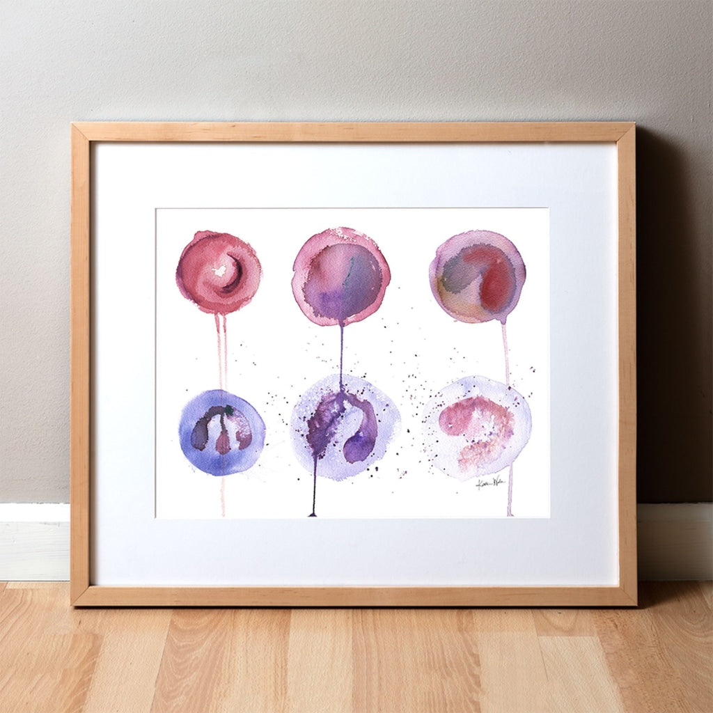 6 Blood Cells Watercolor Print