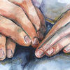 Holding Hands Watercolor Print