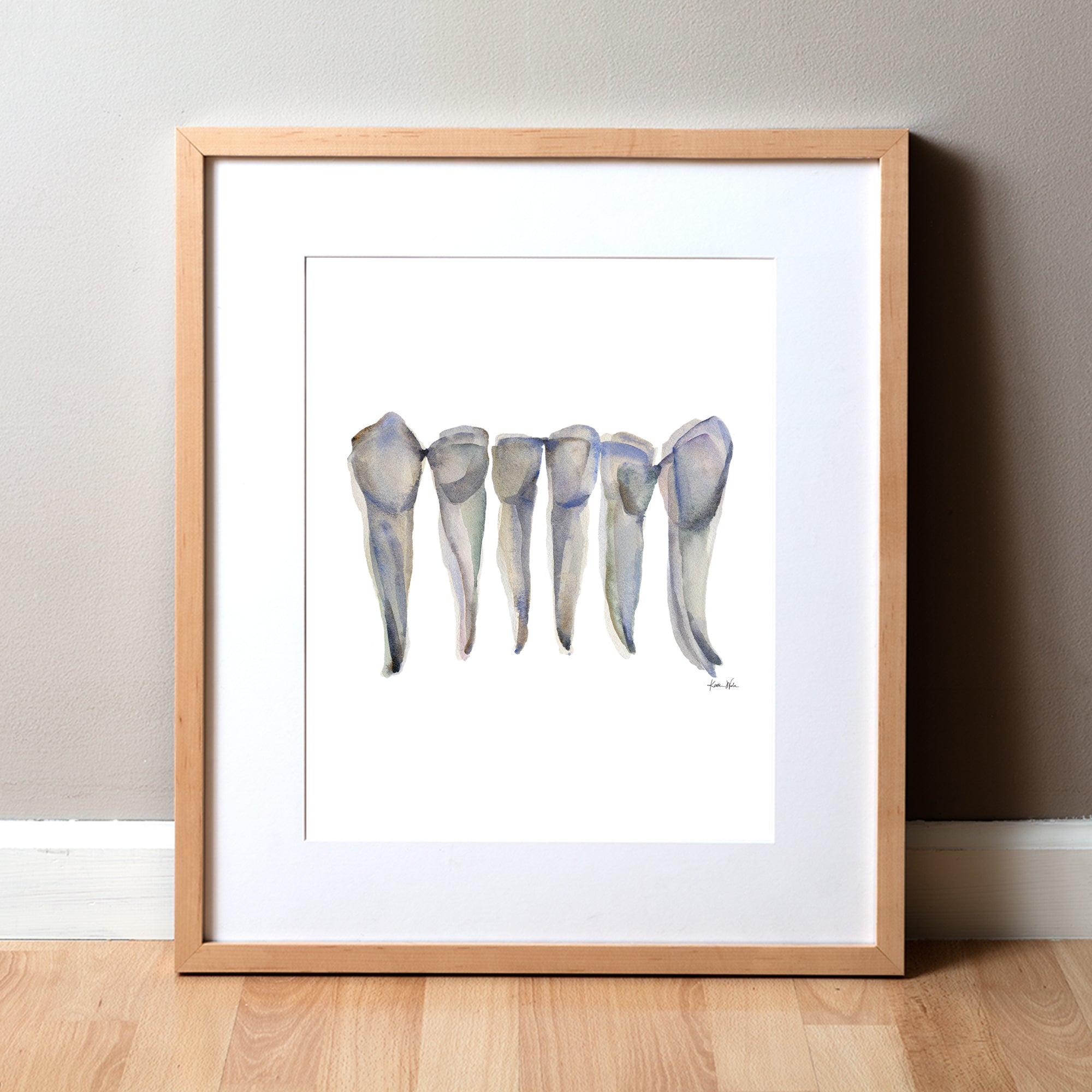 Blue Gray Incisors Watercolor Print