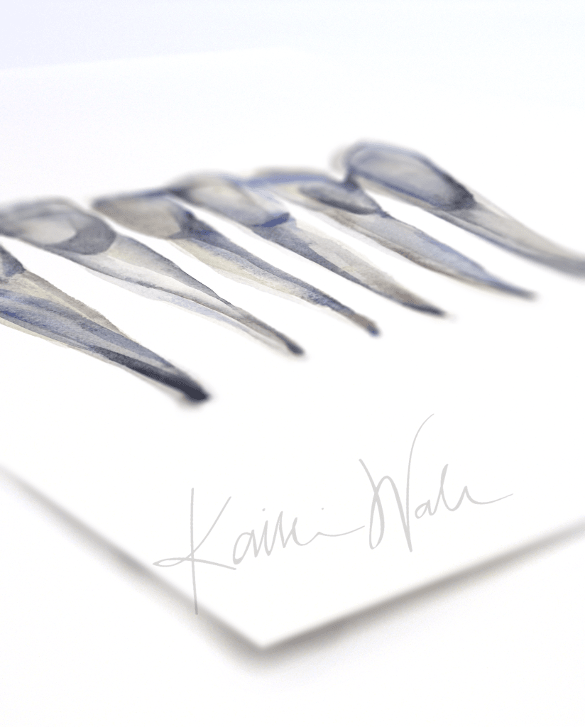 Blue Gray Dental Print Set Watercolor