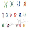 Zoomed in view of a watercolor painting of the karyotype of someone with Down Syndrome.