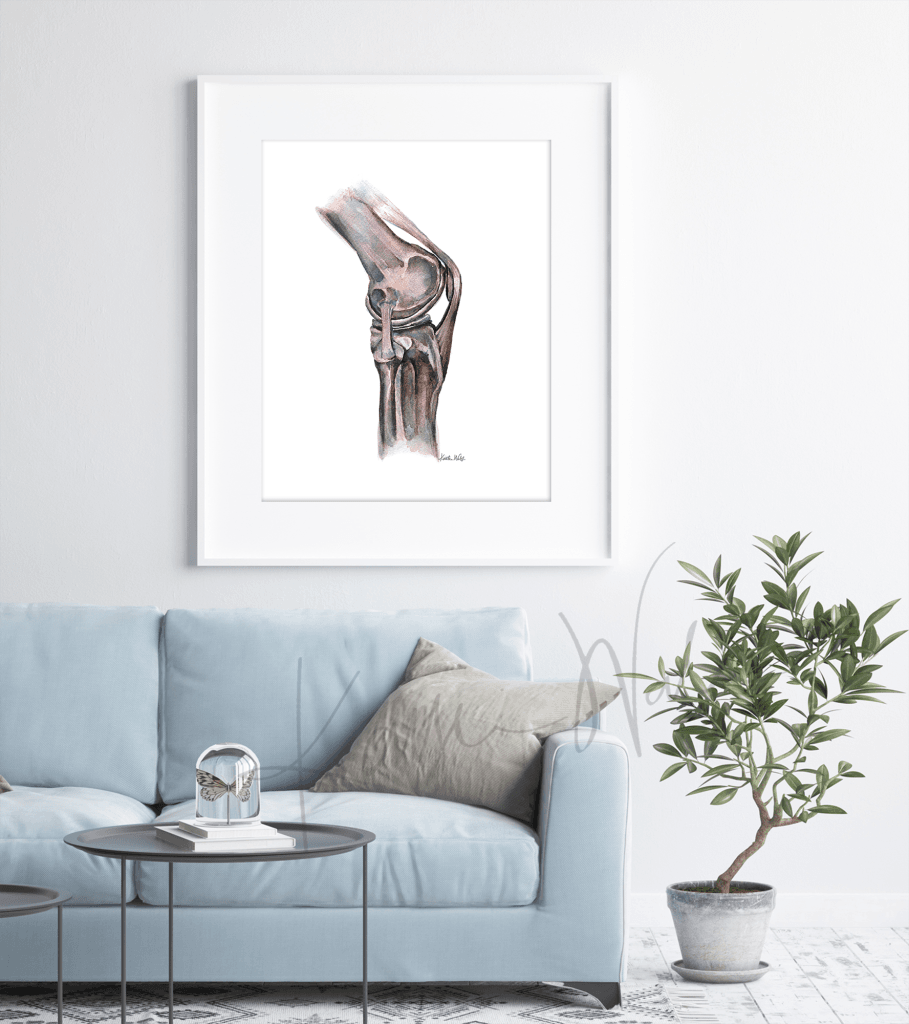 Knee Joint Anatomy Print Watercolor