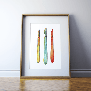 Surgical Scalpels Print Watercolor
