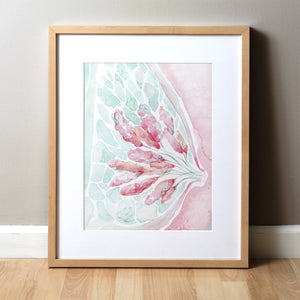 Lactating Breast Watercolor Print
