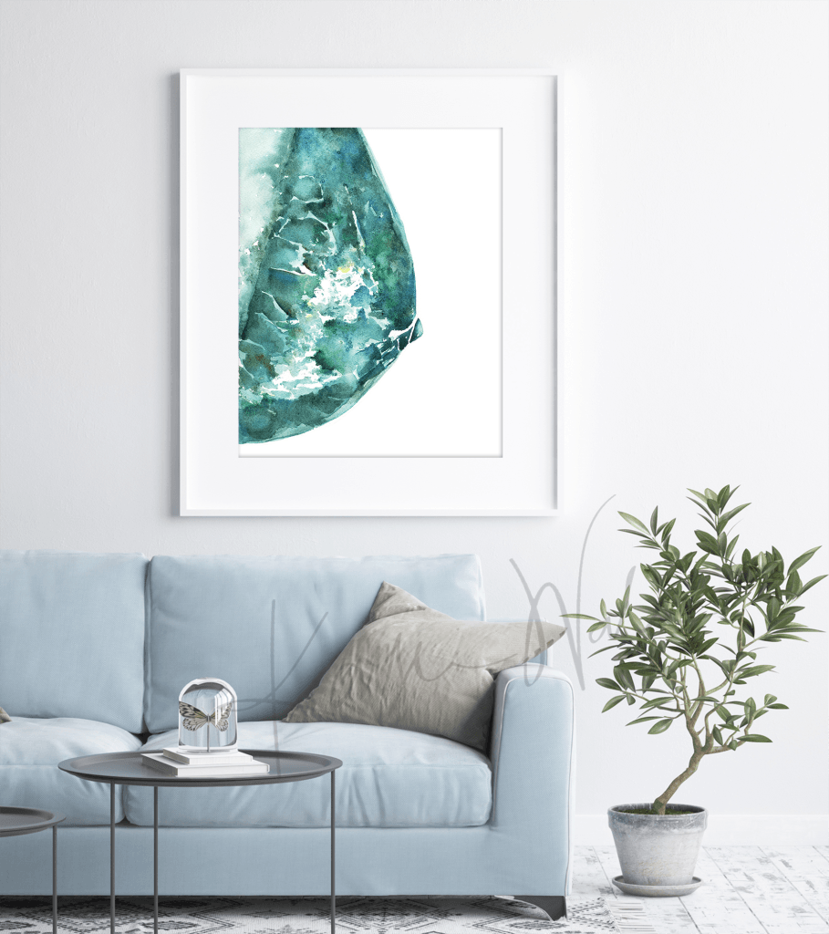 Mammogram In Teal Print Watercolor