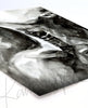 Unframed watercolor painting at an angle of a woman with her face up taking a deep breath. Showing some of the throat and chest anatomy