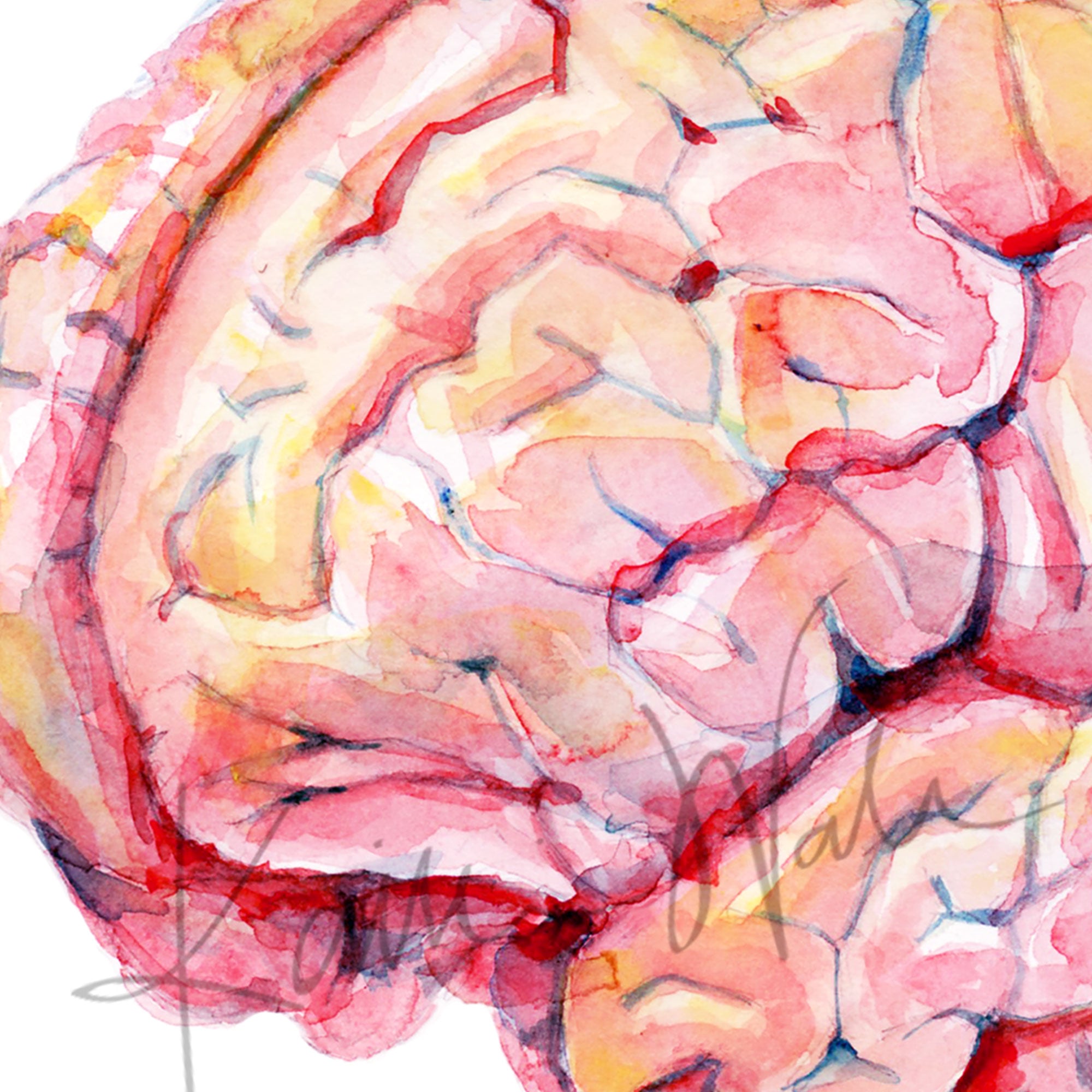 Brain Disease Prevention Watercolor Print