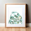 Framed watercolor painting of an ovulation cycle