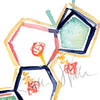 Zoomed in view of a watercolor painting of the estrogen hormone structure.