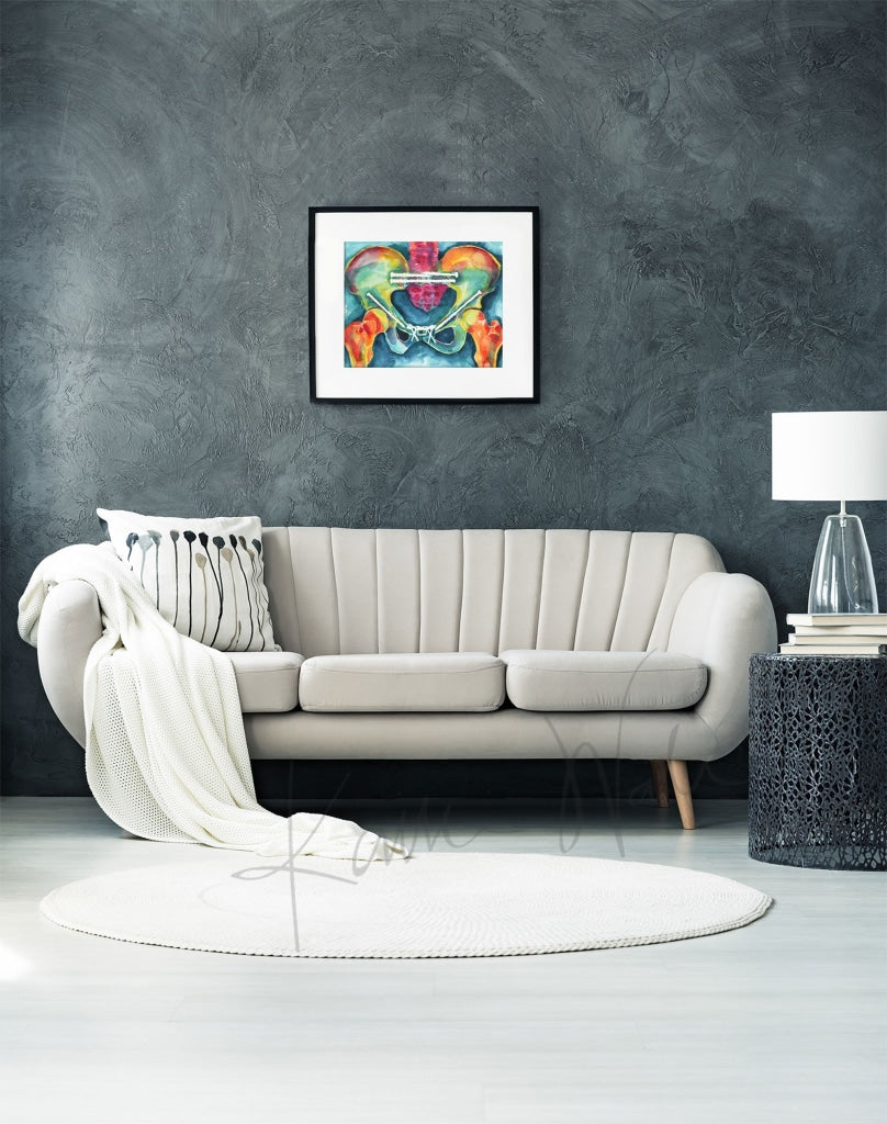 Bright Pelvis Watercolor Print - Orthopedic Art