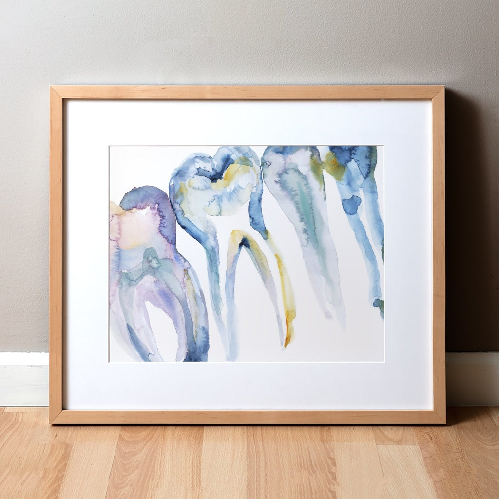 Periapical X Ray Print In Blue Watercolor