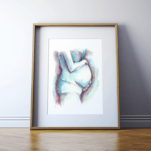 Framed Watercolor Print Mother With Child 