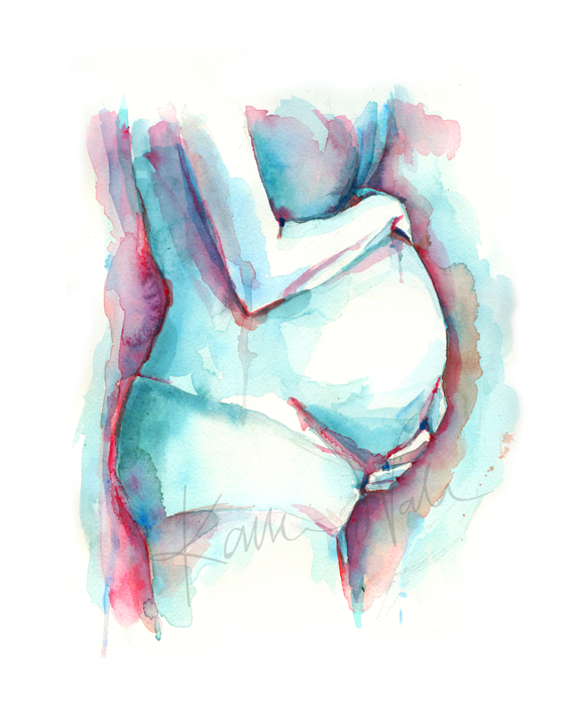 Watercolor Print Without Frame Mother With Child