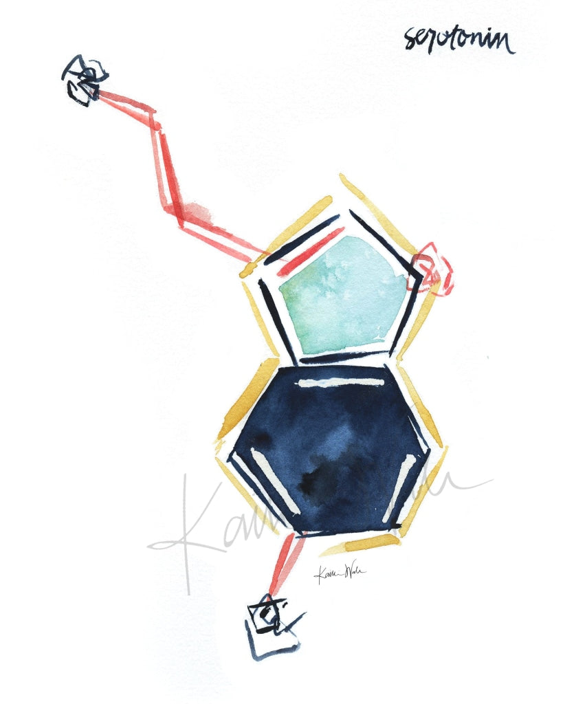 Serotonin Watercolor Print - Happy Hormones