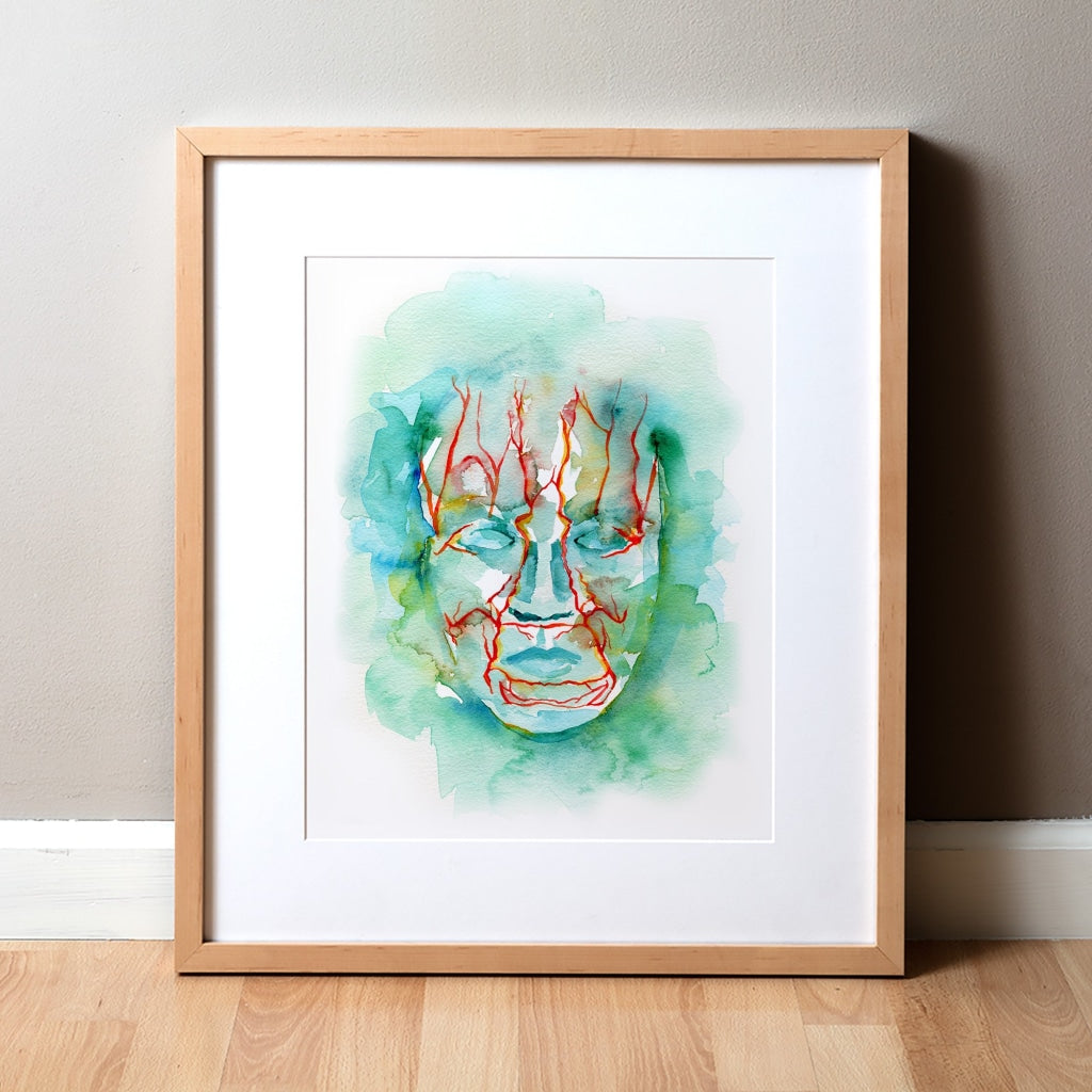 Facial Vasculature Watercolor Print