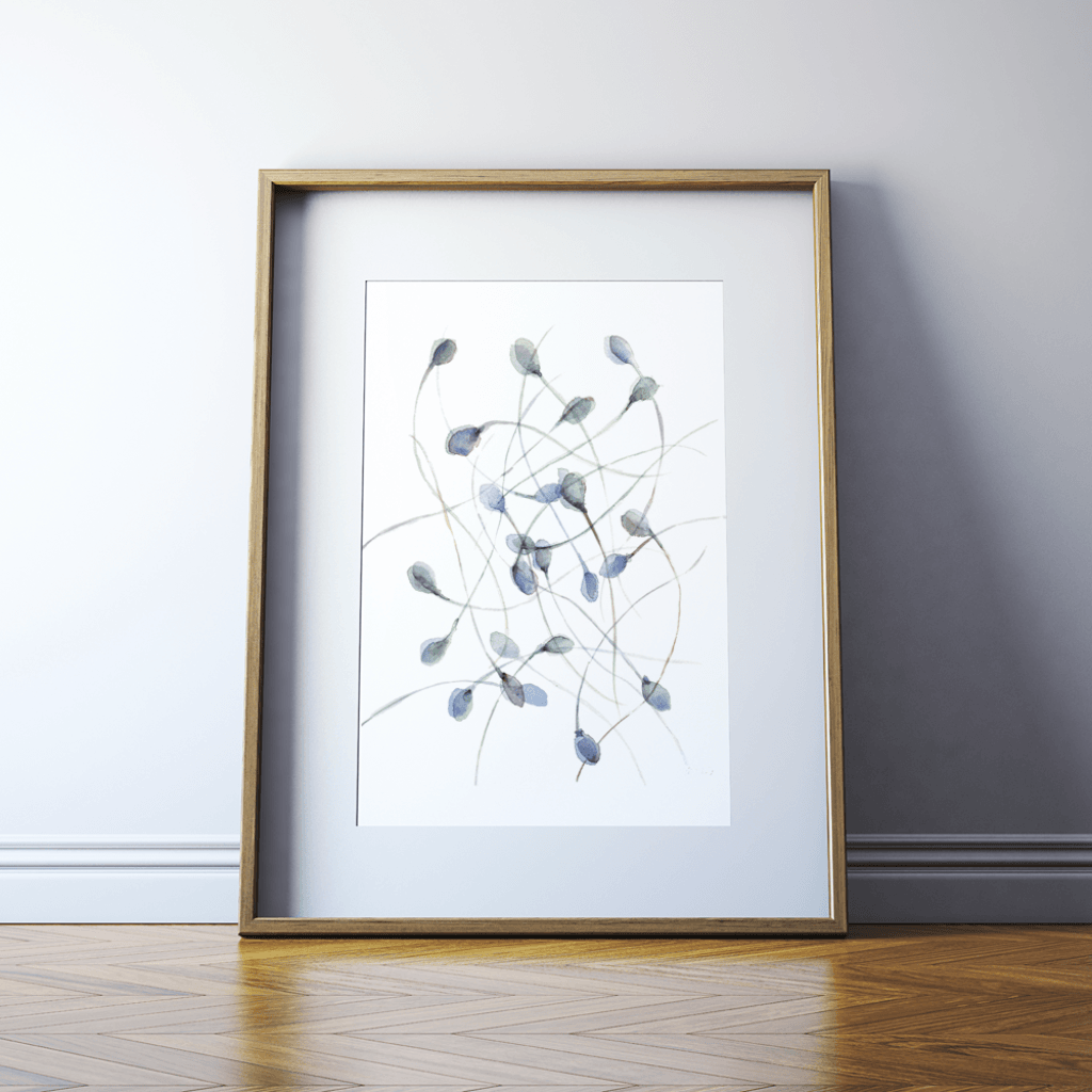 Sperm In Blue Print Watercolor