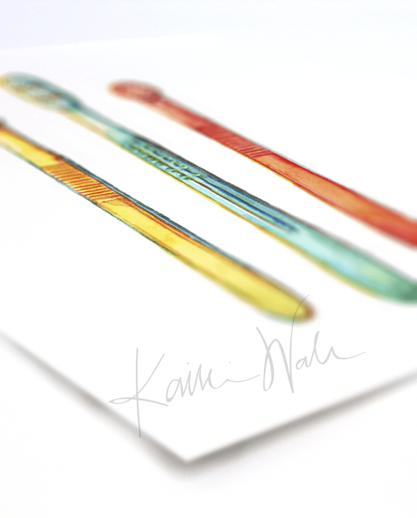 Toothbrushes Watercolor Print