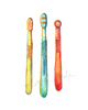 Toothbrushes Watercolor Print